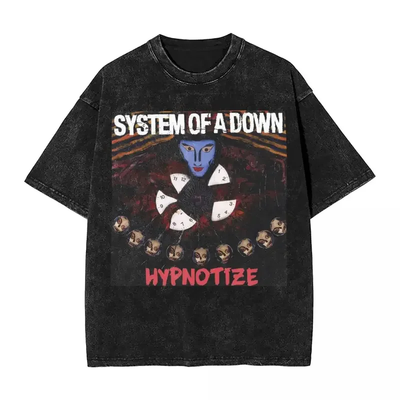 System Of A Down Washed T-Shirt Man HYPNOTIZE Y2K Funny Casual T Shirts Beach O-Neck Hip Hop Tee Shirt Loose Plus Size Tops