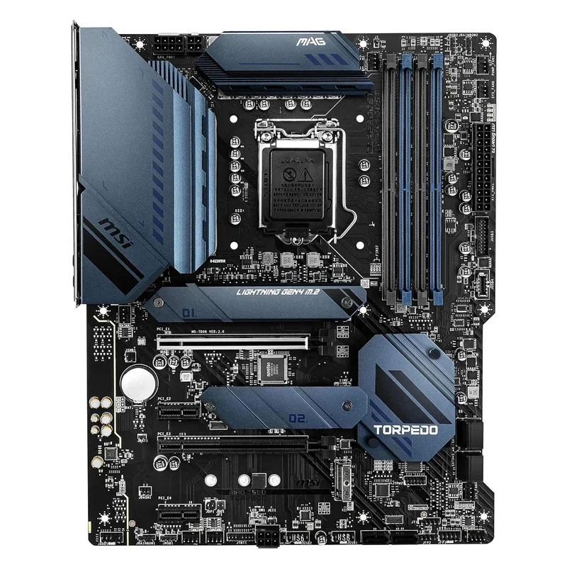 MSI MAG Z590 TORPEDO Gaming Motherboard ATX - Supports Intel Core 11th Gen Processors, LGA 1200 - Mystic Light, 60A VRM