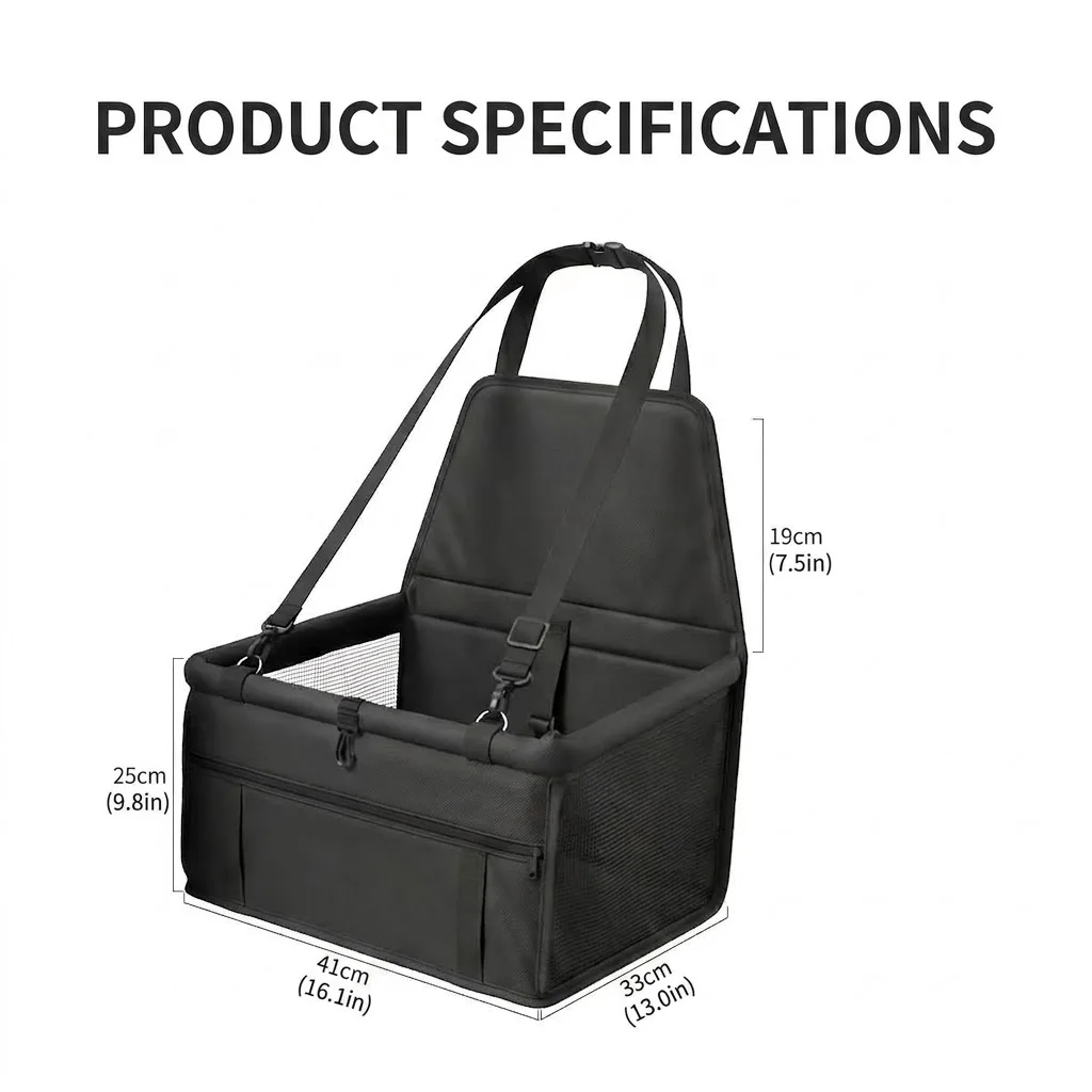 Portable Dog Car Seat Cover Safe Travel Pet Booster Seat Non-Collapsible Breathable Carrier Bag Protector Bed for Small Dogs