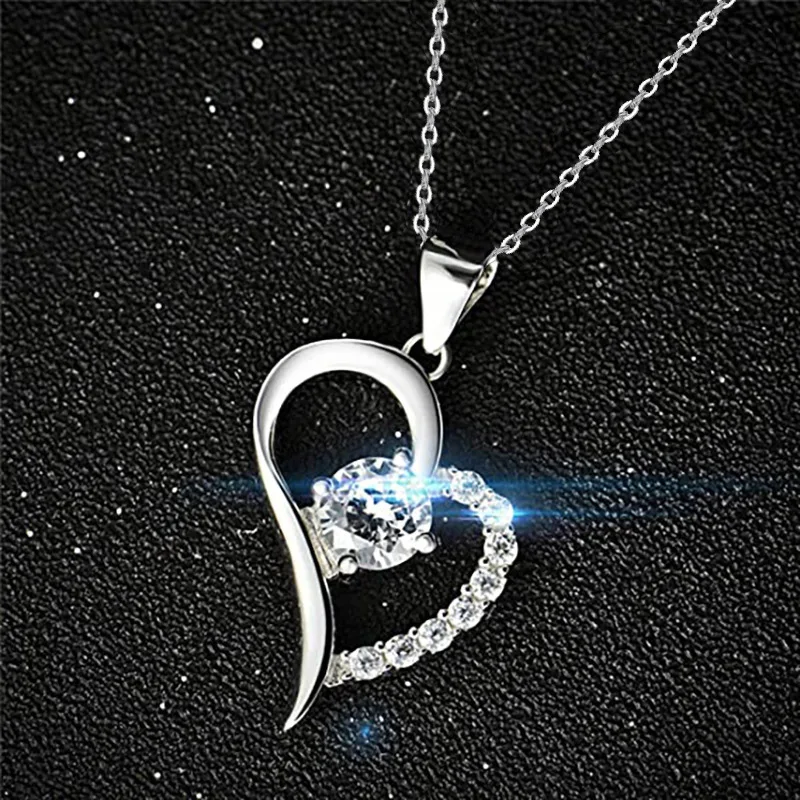 925 Sterling Silver Necklace Heart Pendant Luxury for Women Wedding Engagement Jewelry Fashion Classics Gift Party High Quality