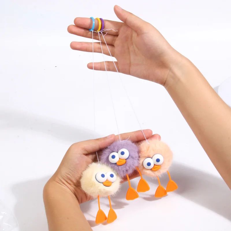 Novelty Funny Cute Duckling Plush Bouncing Ball Bag Pendant Cute Doll Finger Bouncing Plush Ball Cartoon Duck Game Childhood Toy