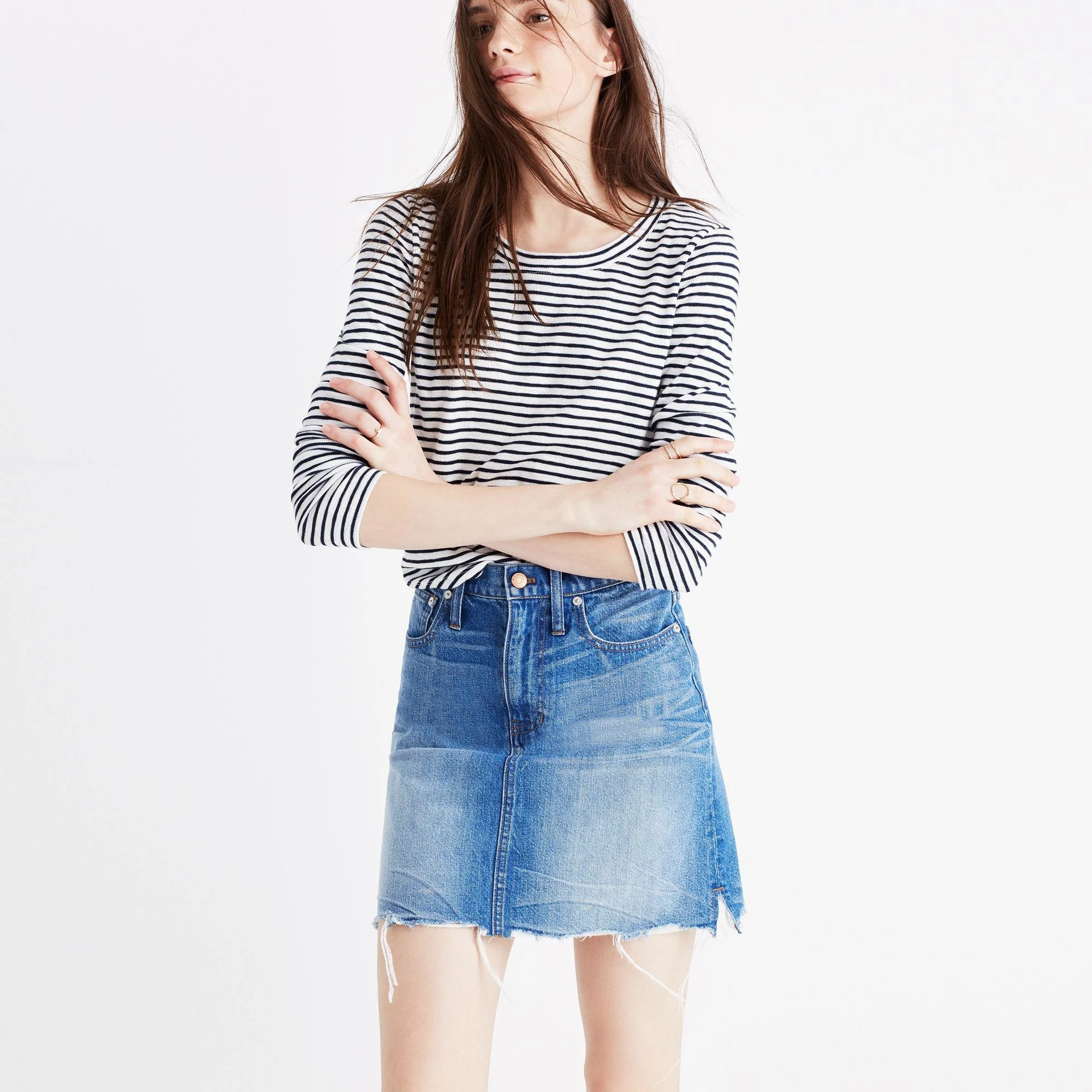 A collection of three American MDW women's denim skirts