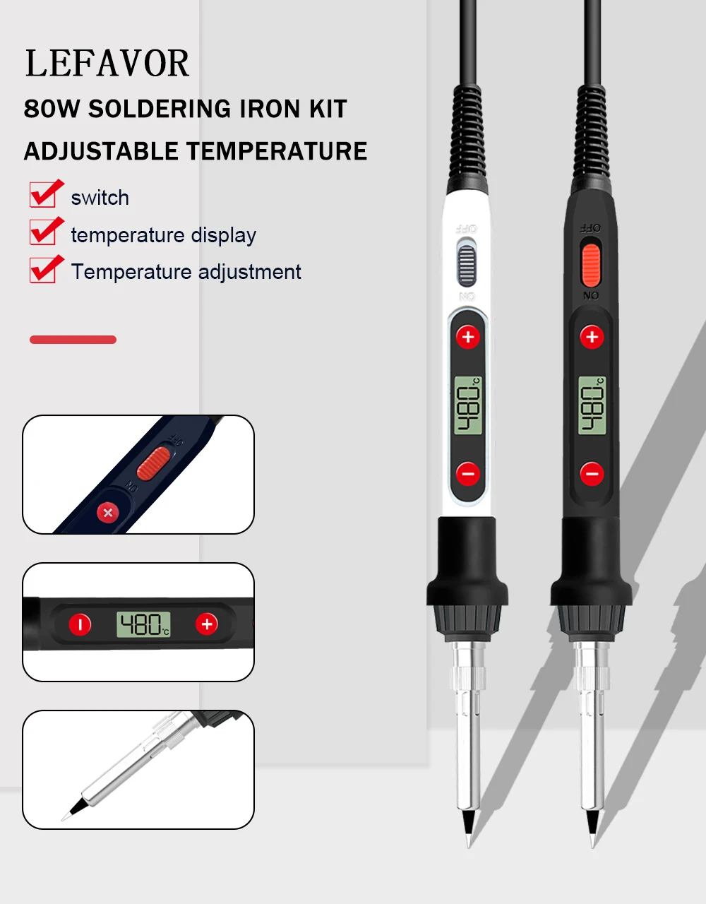 Imagem -03 - Ferro de Solda Elétrica 80w Lcd Digital Display Temperatura Ajustável Pontas do Ferro de Solda 220v 110v Solda Ferramentas