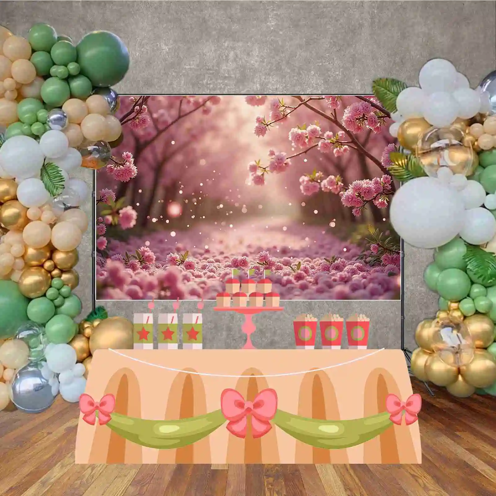 MOON.QG весенний лес фон сакура цветок цветение вишни дерево фон для фотосъемки цветочный зачарованный сад фотозона