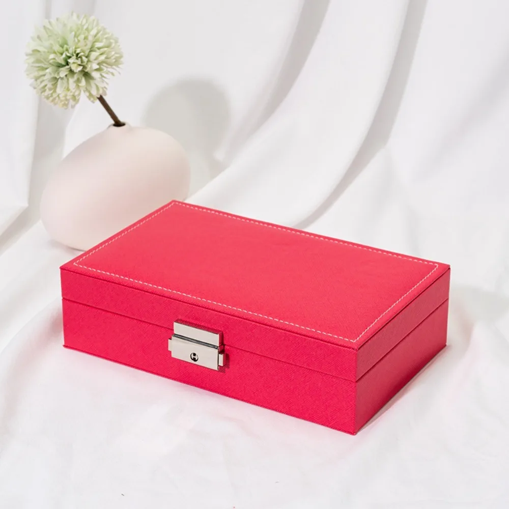 

Large Capacity Lockable Jewelry Packaging Dustproof with Lock Jewelry Box Solid Color European Style