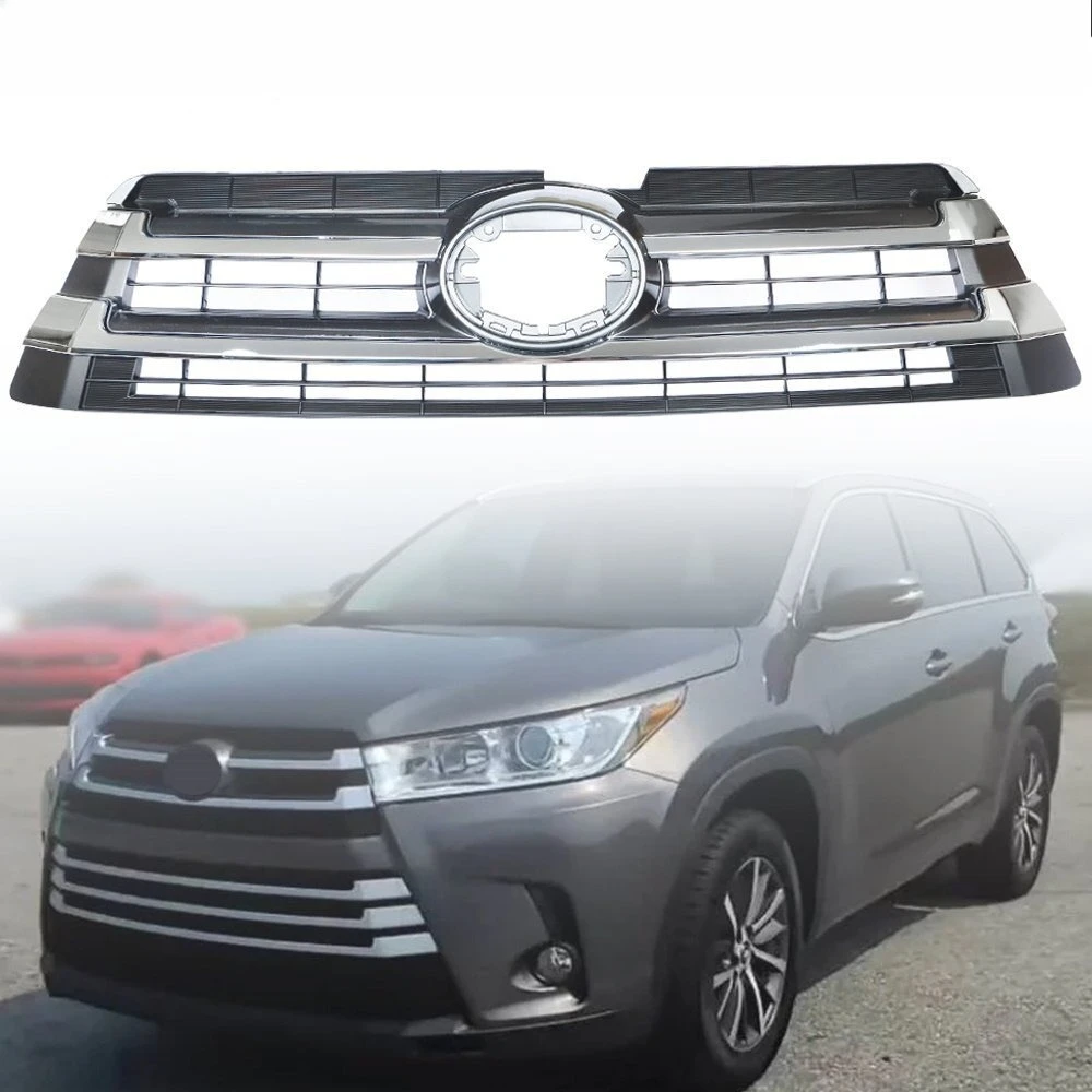 

Front Bumper Upper Grille Chrome Silver For Toyota Highlander 2017-2019 Grille