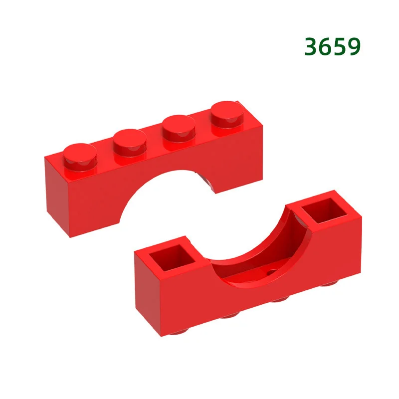 10PCS MOC Bausteine Teile Flache Bogen 4-Loch Groß 3659 Montage Bildung Spielzeug Modell Ziegel DIY Zubehör