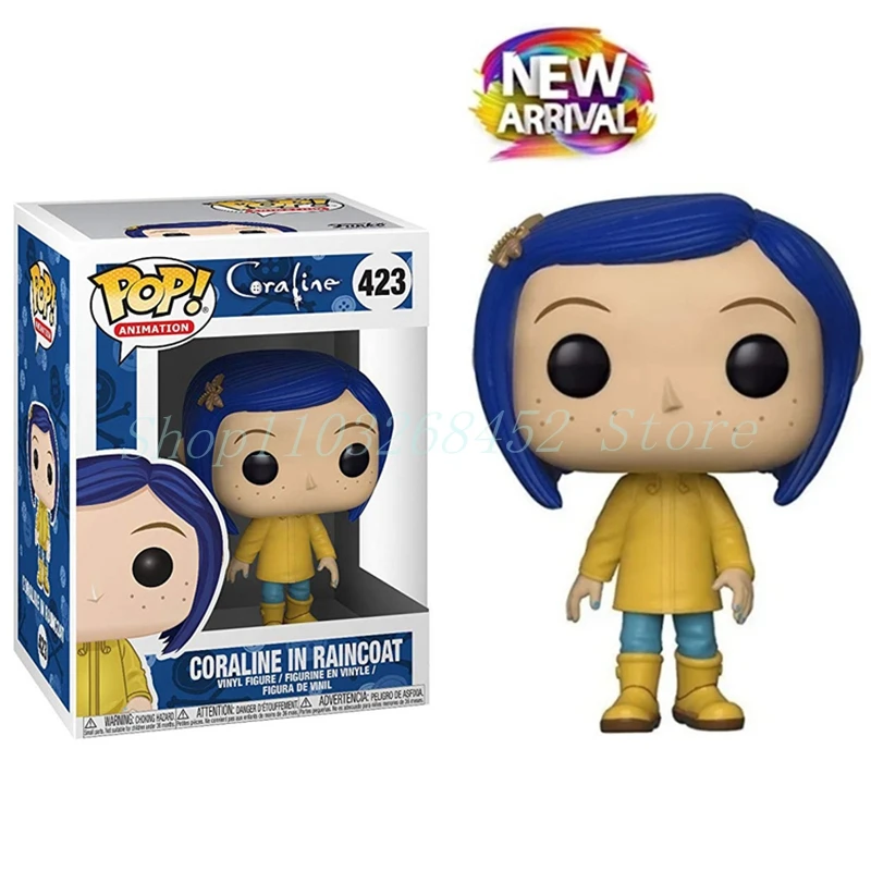 2024 Nueva animación Funko POP Coraline en impermeable 423 #   Figuras de vinilo modelo juguetes para regalo de muñecas de cumpleaños