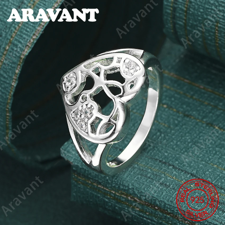 Herzförmiger, durchbrochener Zirkonia-Ring aus 925er Sterlingsilber für Damen, Pendler-Accessoires, Weihnachtsgeschenke, Schmuck