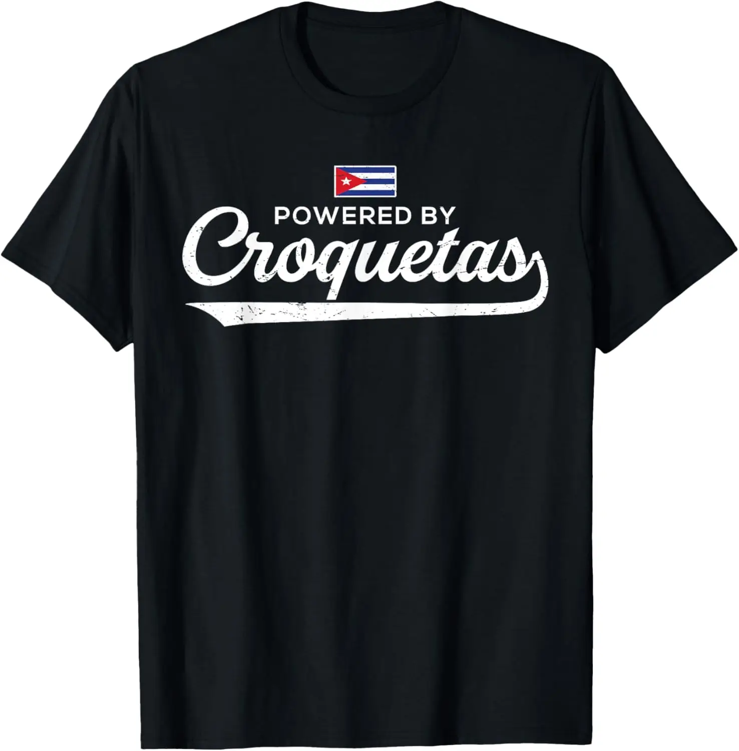 Official Hialeah Powered By Croquetas Cuban Flag Design T-Shirt