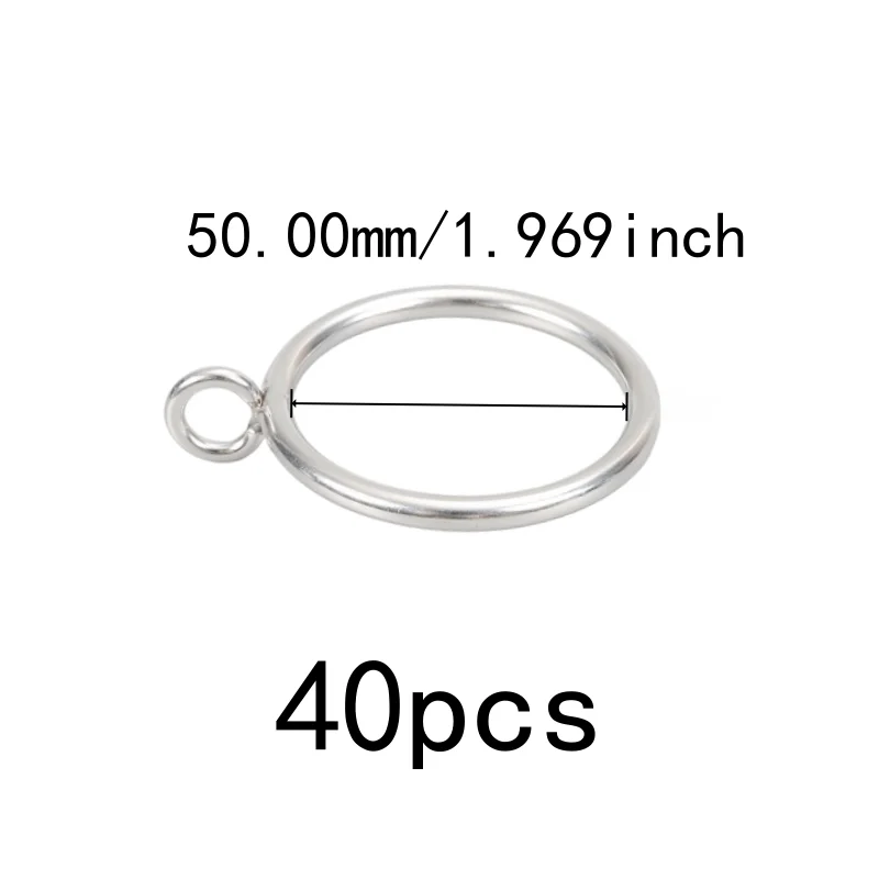 40 pcs 50mm Metal Window Curtain Rings, Easy Install and Smooth Sliding On Rod, ideal for Bathroom Shower Panel, Silver
