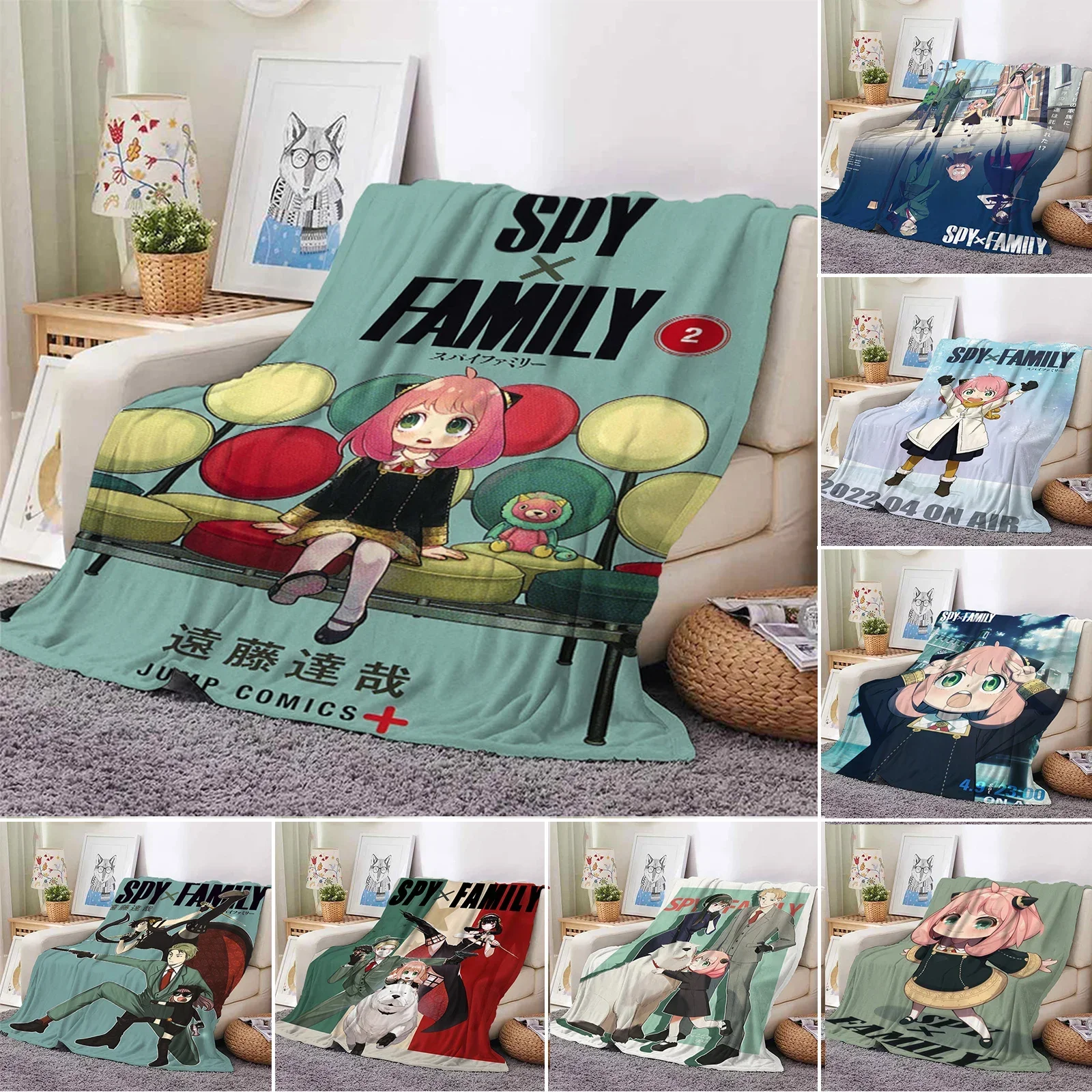 3D Print Anime Spy Family Blanket Soft Sofa Cover Throw Anya Blanket Fleece Tapestry Warm Bed Blankets for Bedroom Couch