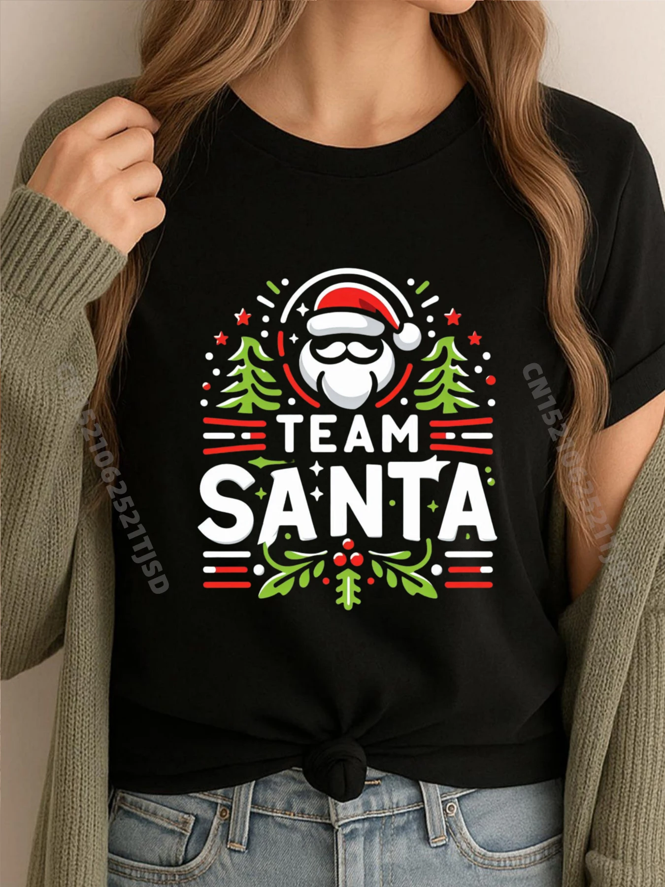 

Team Santa Christmas Family Matching Christmas Graphic Shirts Woman Men's Shirts Easter Sunday