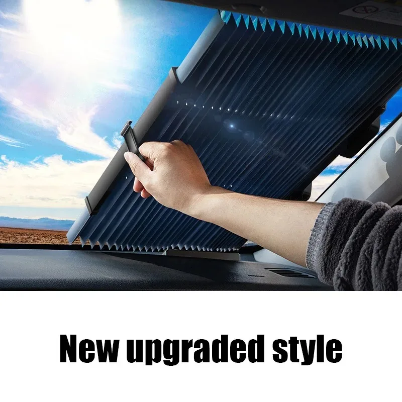 1PC Retractable Car Sun Shade Set, Front & Rear, Heat & UV Protection, Easy Fold, Compact Storage, Windshield Curtain