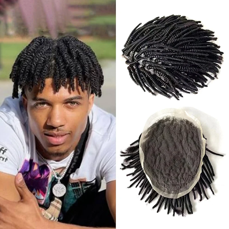 

Full Lace Toupee Wigs For Black Men Kinky Curly Afro Wig For Men Breathable Male Hair Prosthesis 100% Natural Hair System Unit