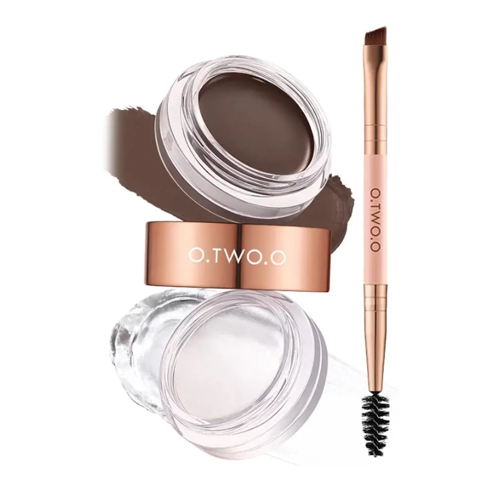 2 In 1 Eyebrow Pomade Brow Gel Wax With Makeup Brush Lasting Eye Cosmetics Brow Long Texture Creamy Waterproof N5i4