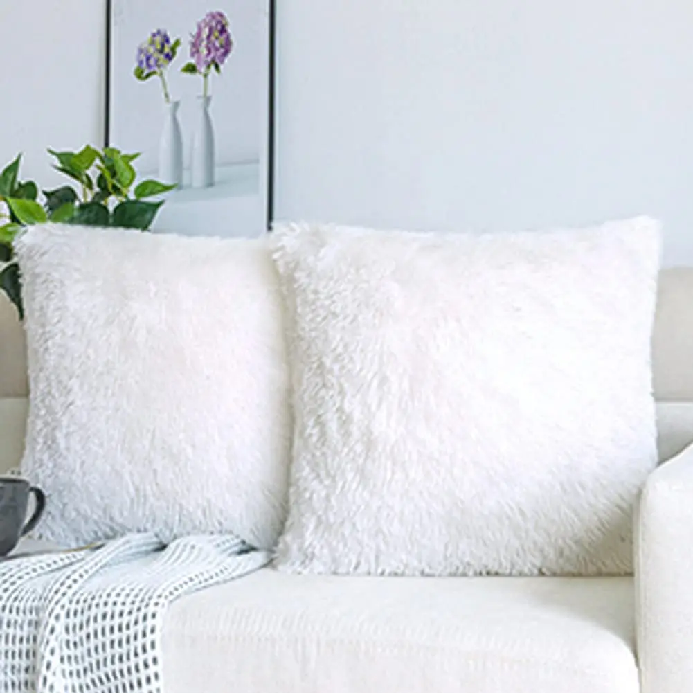 Luxury Soft Faux Fur Fleece Cushion Cover Pillowcase Spring Decorative Throw Pillows Covers, No Pillow Insert,18x18 Inch 2 Pack