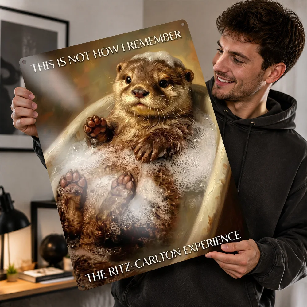 Funny Otter Luxury Bubble Bath Aluminum Poster Customized Metal Tin Sign Restroom Humor Graphic Wall Art For Powder Room Decor