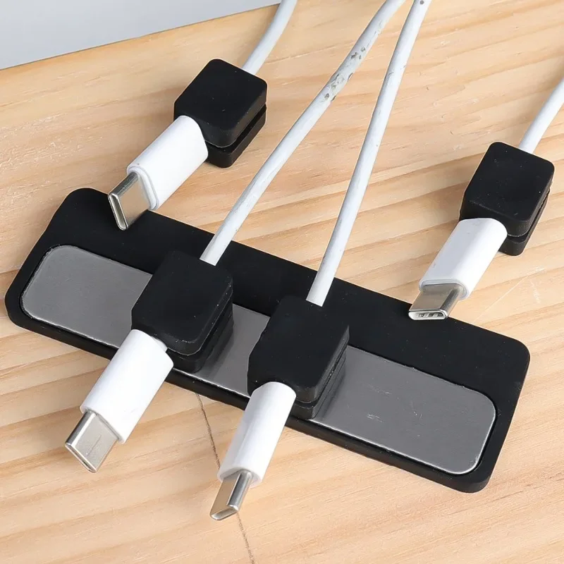 Magnetic Cable Clips Self-Adhesive Silicone Mouse Wire Fixed Organizer USB Charging Cable Holder Winder Row Plug for Office Home