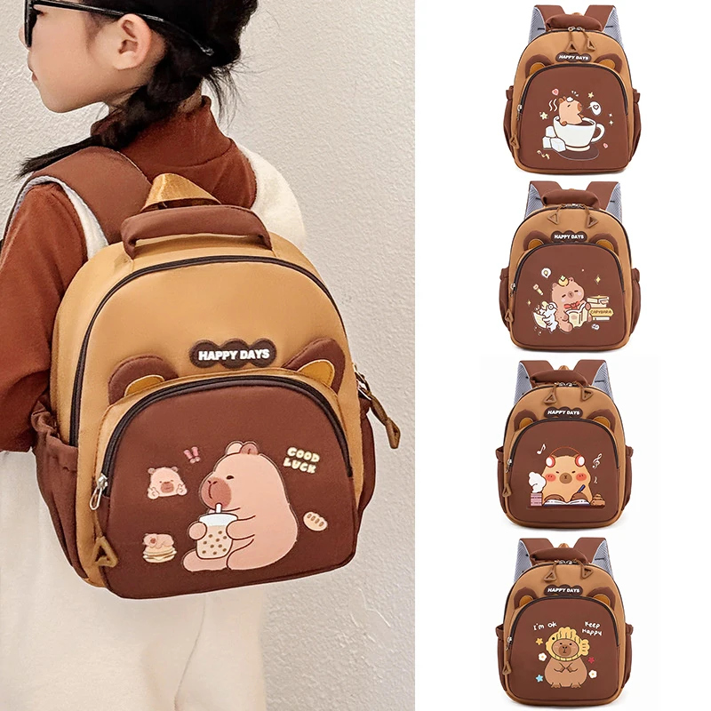 Cute Capybara Backpack Cartoon Kindergarten Shoulder Bag Children School Bag Casual Daypack Travel Schoolbag For Kid Gifts