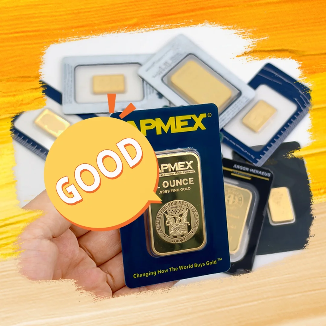 

Good Sales Non-Magnetic Metal Bar APMEX 1oz Gold Plated Swiss Souvenir Bar Sealed Packaging Gold Silver Coin For Business Gifts