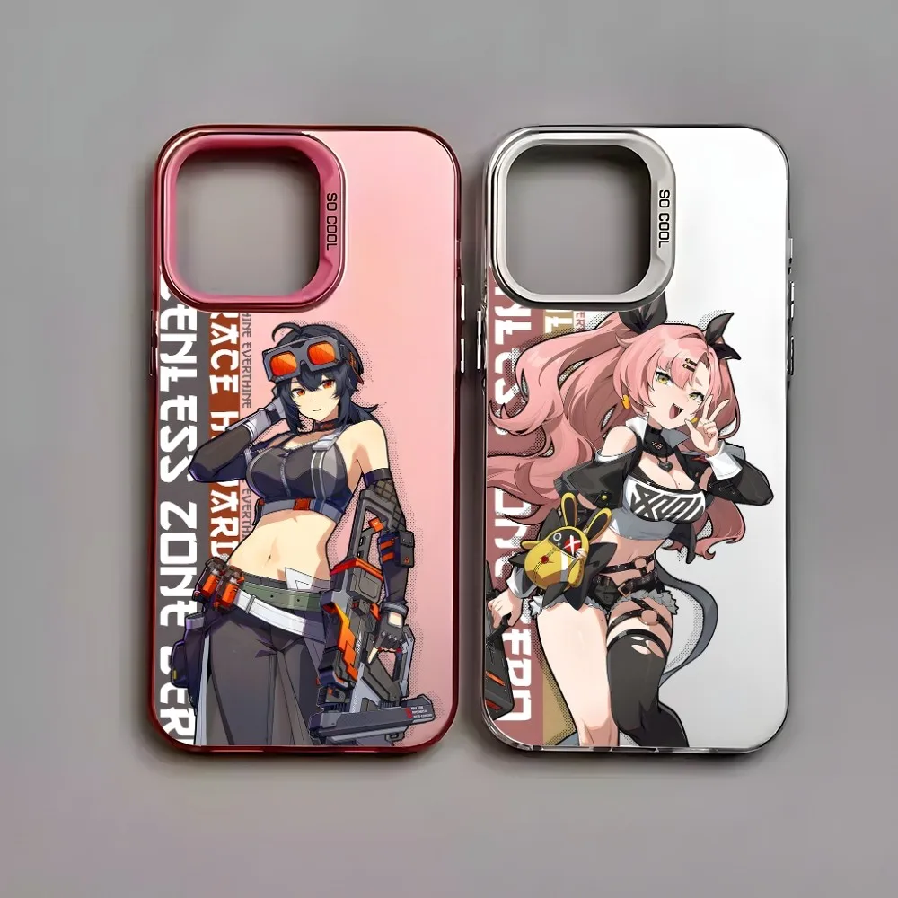 حافظة هاتف Gacha Nicole Demara لهاتف آيفون 16 15 14 13 12 11 Pro Max أسود غير لامع متعدد الألوان ليزر معدني أورورا فوندا