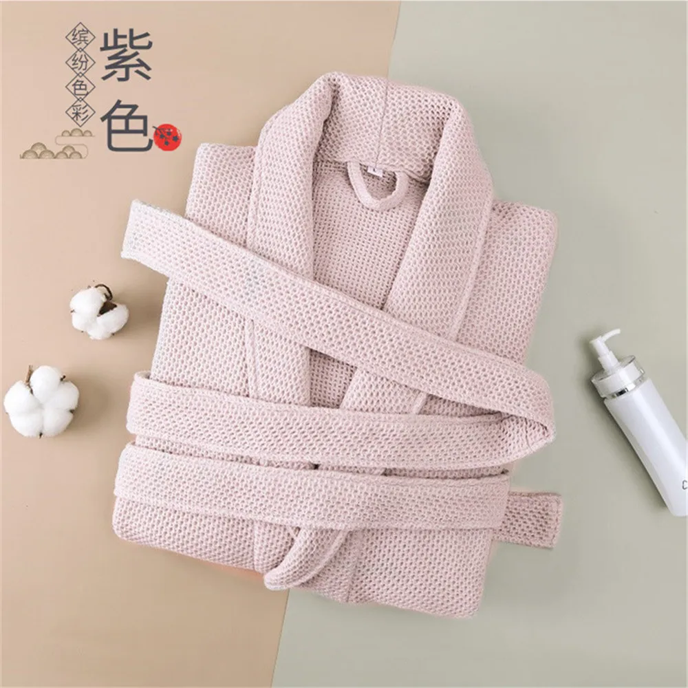 Women Men Cotton Bathrobe Towel Material Water Absorbent Quick-Dry Sleep Robes for Couples Spring and Autumn Bath Towel