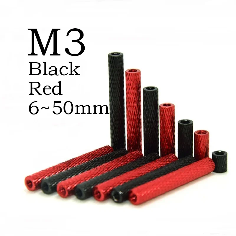 5Pcs Colourful Aluminum Knurled Spacer Standoff M3 Length 6mm~50mm,Knurled Standoff Aluminum Alloy Column Thru-Threading/Tapping