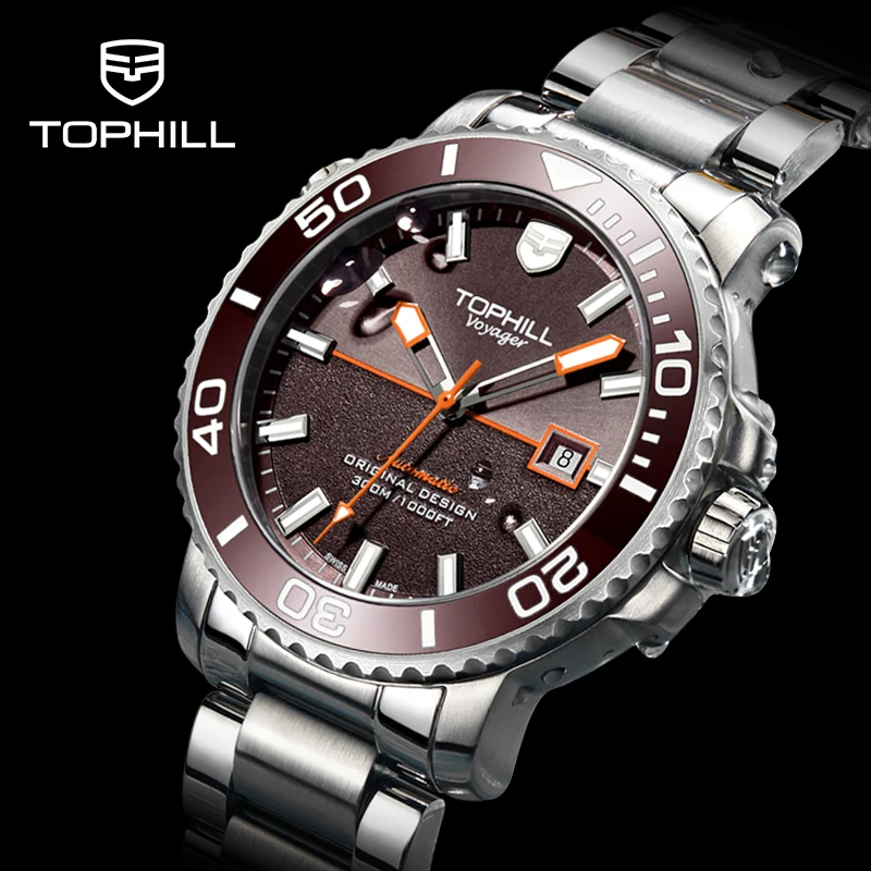 TOPHILL 300M Diver Mens Watch 316L Stainless Steel Sapphire S280 Movement Automatic Mechanical Watch Super Luminous Watch TD003G