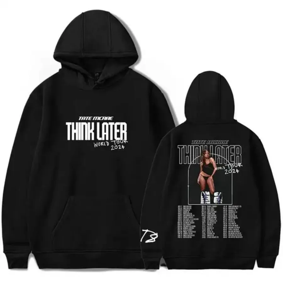 Tate mcrae denken später Welttournee 2024 übergroße Frauen/Männer Hoodie Sweatshirt y2k Streetwear Hip Hop Pullover Kapuzen jacke