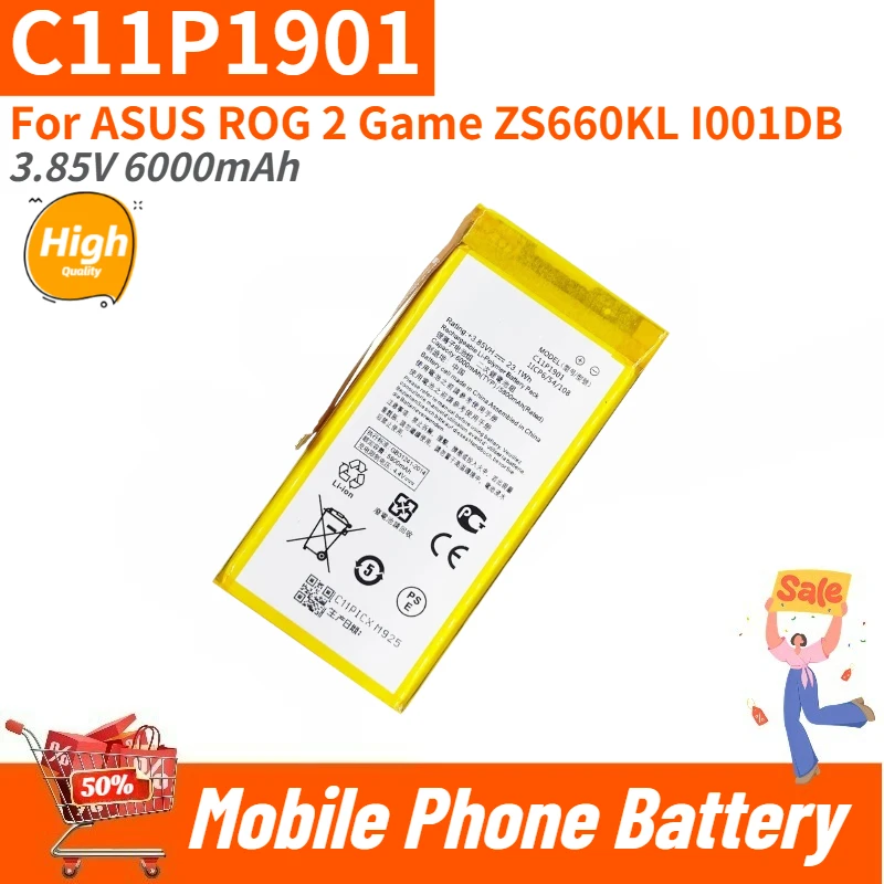 High Quality C11P1901 Phone Battery 3.85V 6000mAh For ASUS ROG 2 Game ZS660KL I001DB Brand New Replacement Battery