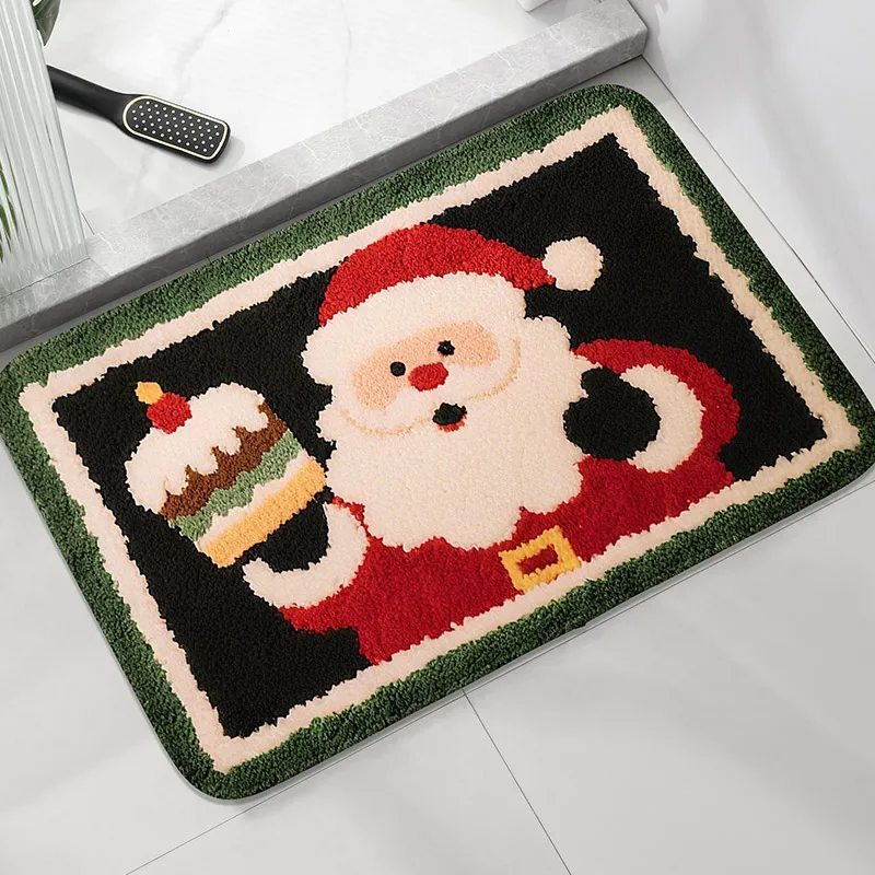 Bodenmatte mit Weihnachtsmann-Muster, wasserabsorbierende Bodenmatte für Toiletten, dekorative Matte, Schlafzimmer-Fußmatte, weich und bequem