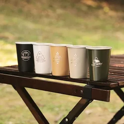 Outdoor 304 Stainless Steel Water Cup Milk Cup White Wine Cup Ins Coffee Cold Drink Cup Camping Beer Cup 350ml