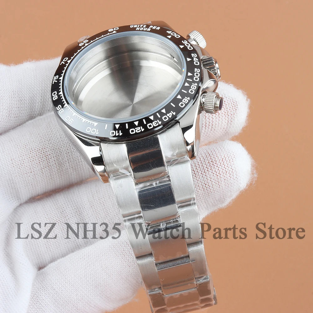 VK63 Chronograph Case For DAYTONA Men's Case Sapphire glass Stainless Steel Bracelet For VK63 VK64 Quartz Movement 29MM Dial