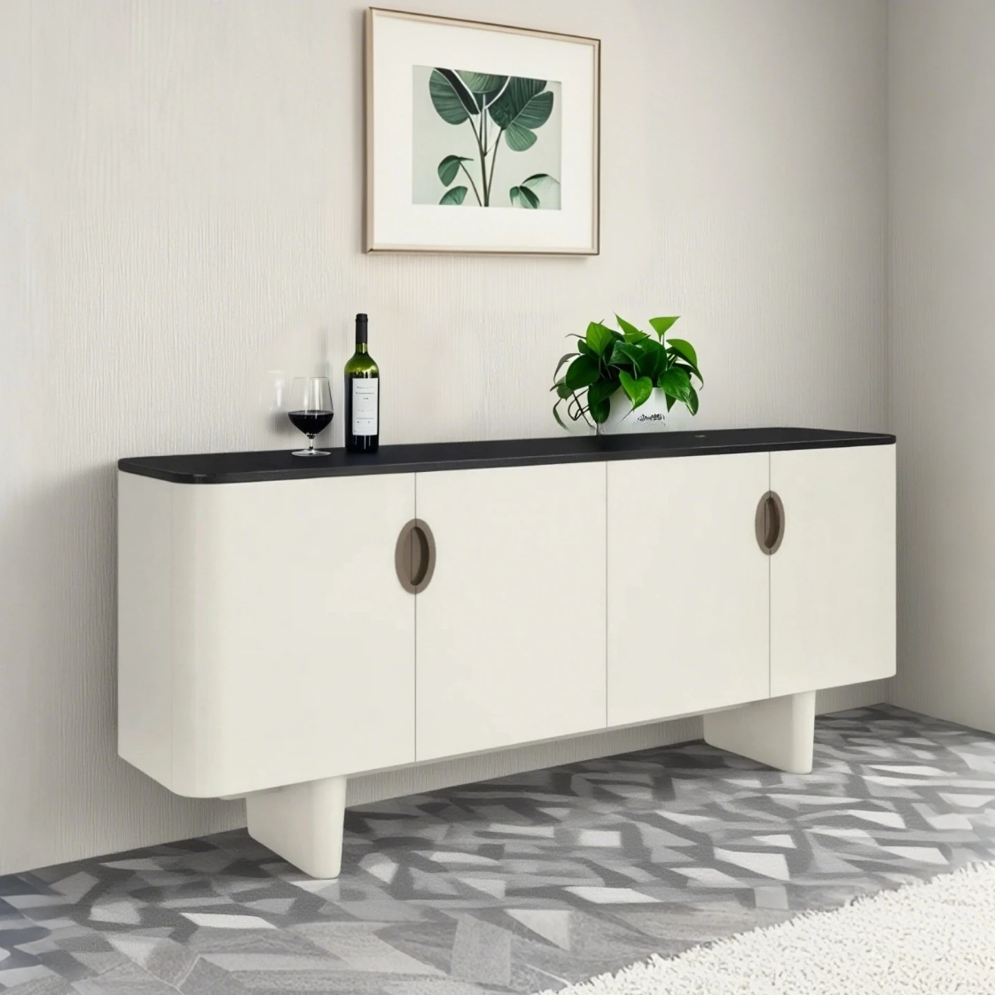 Italian minimalist paint side cabinet modern minimalist porch cabinet living room locker