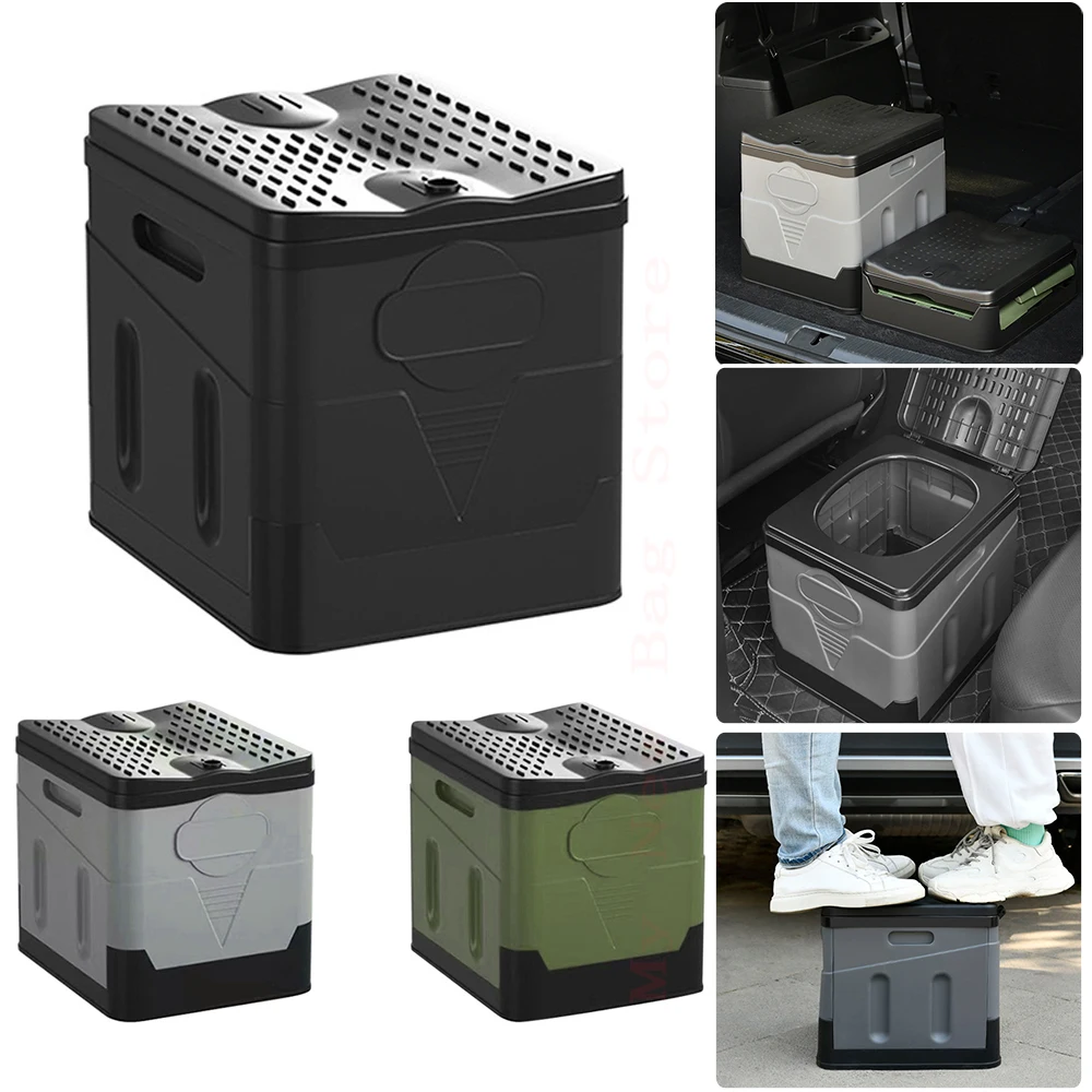 Outdoor Toilet Portable Folding Camper Toilet Strong Bearing Capacity Reusable Trash Can for Tour Emergency Self-driving Travel