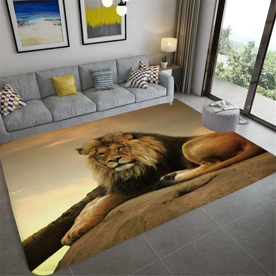 

Fierce Animal Lion Elephant Print Carpet Home Living Room Bedroom Door Mat Non slip Floor