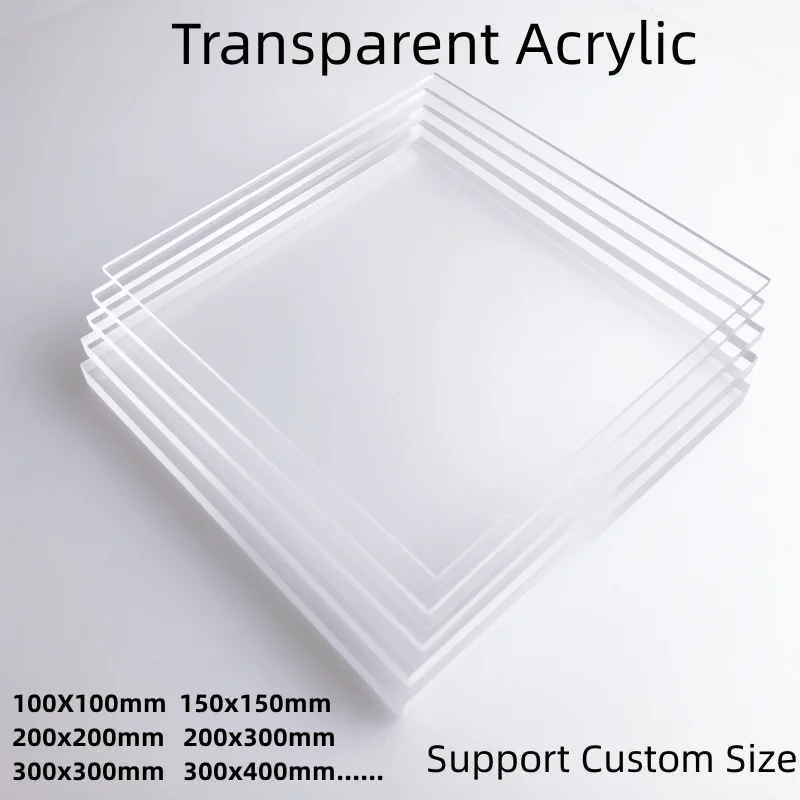 Transparent Plexiglas Clear Plastic Acrylic Sheet Board Organic Glass Polymethyl Methacrylate DIY Display Box 1mm 2mm 3mm 5mm