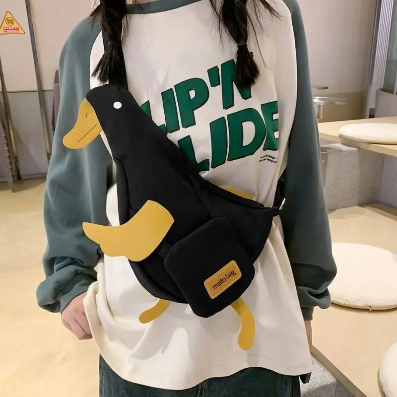 Cute Funny Backpack Internet Red Chest Bag Canvas Bag Everything New Phone Crossbody Bag Duck Student Fanny Pack