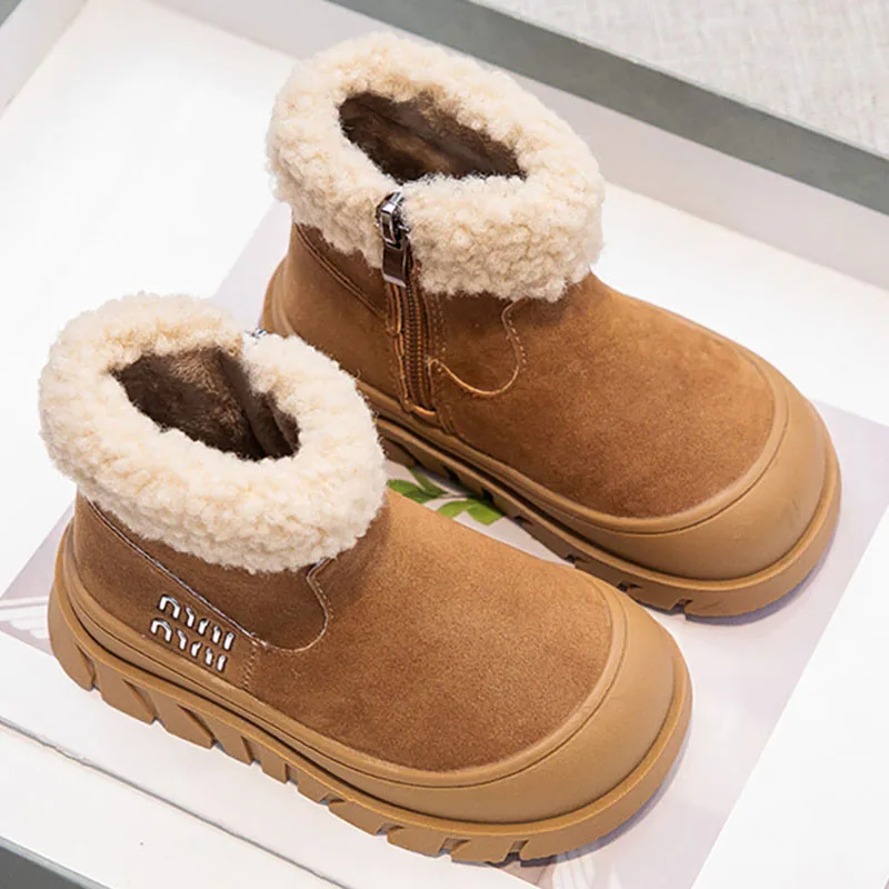 Faux Fur Winter Boots For Girls Trend Fashion Vintage Girl's Snow Boots Thick Warm Cotton Shoes For Teenager Girls Plush Boots