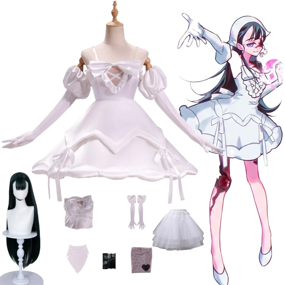 Anime Zombie Stage ZOMST Sua Cosplay Costume Alien Stage Zomst Sua White Dress Socks Headscarf Outfit Halloween Party Role Play