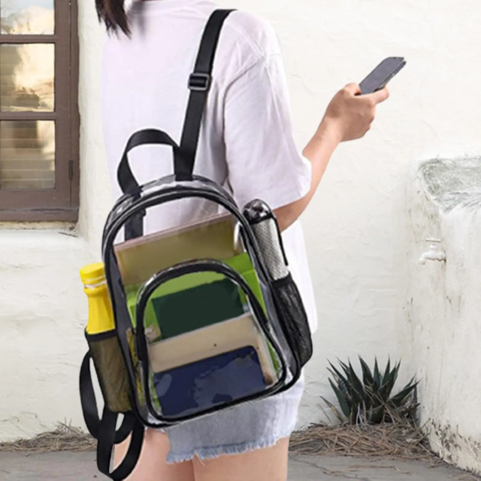 PVC Clear Backpack with Pocket Daybag Transparent Bag for Women Men Concert