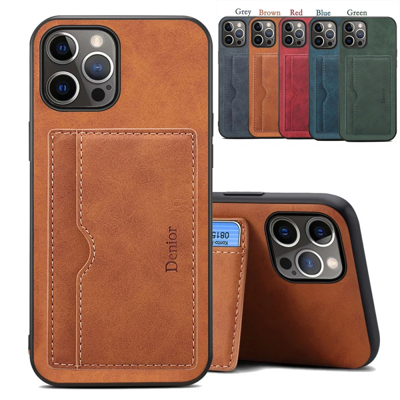 Fashion Card Slot Phone Case For Samsung Galaxy S22 S21 S20 S10+ Note20 Ultra Soft Premium Leather Magnetic Holder Back Cover