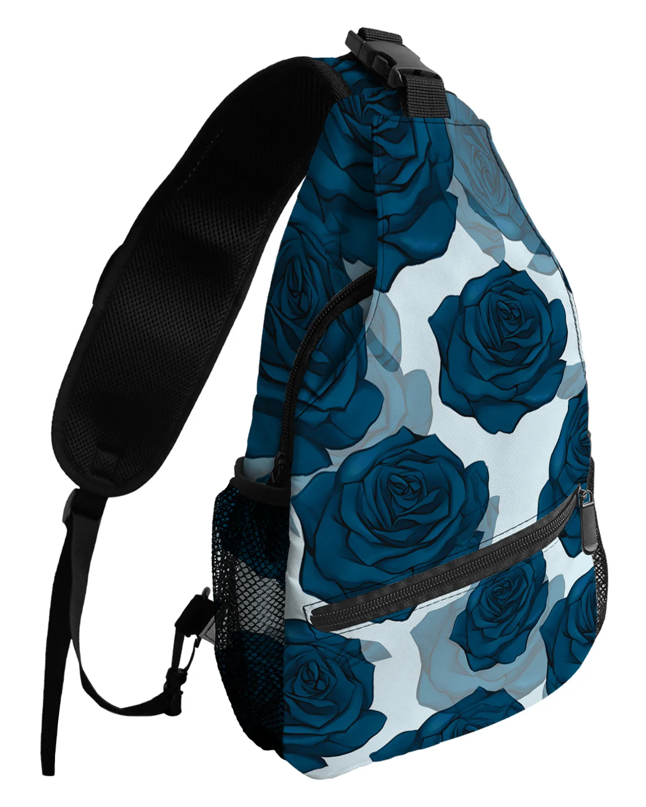 Bolso de pecho de Graffiti de Arte de flores para mujeres y hombres, bolsos de mensajero impermeables, bolso cruzado de un hombro, bolso deportivo de viaje femenino, azul