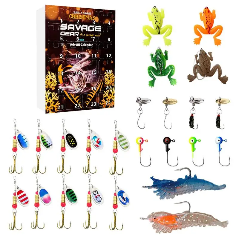 

24pcs Advent Calendar Fishing Countdown Blind Box 2024 Fishing Tackle Advent Calendar For Fish Adult Men Teen Boys Surprise Gift