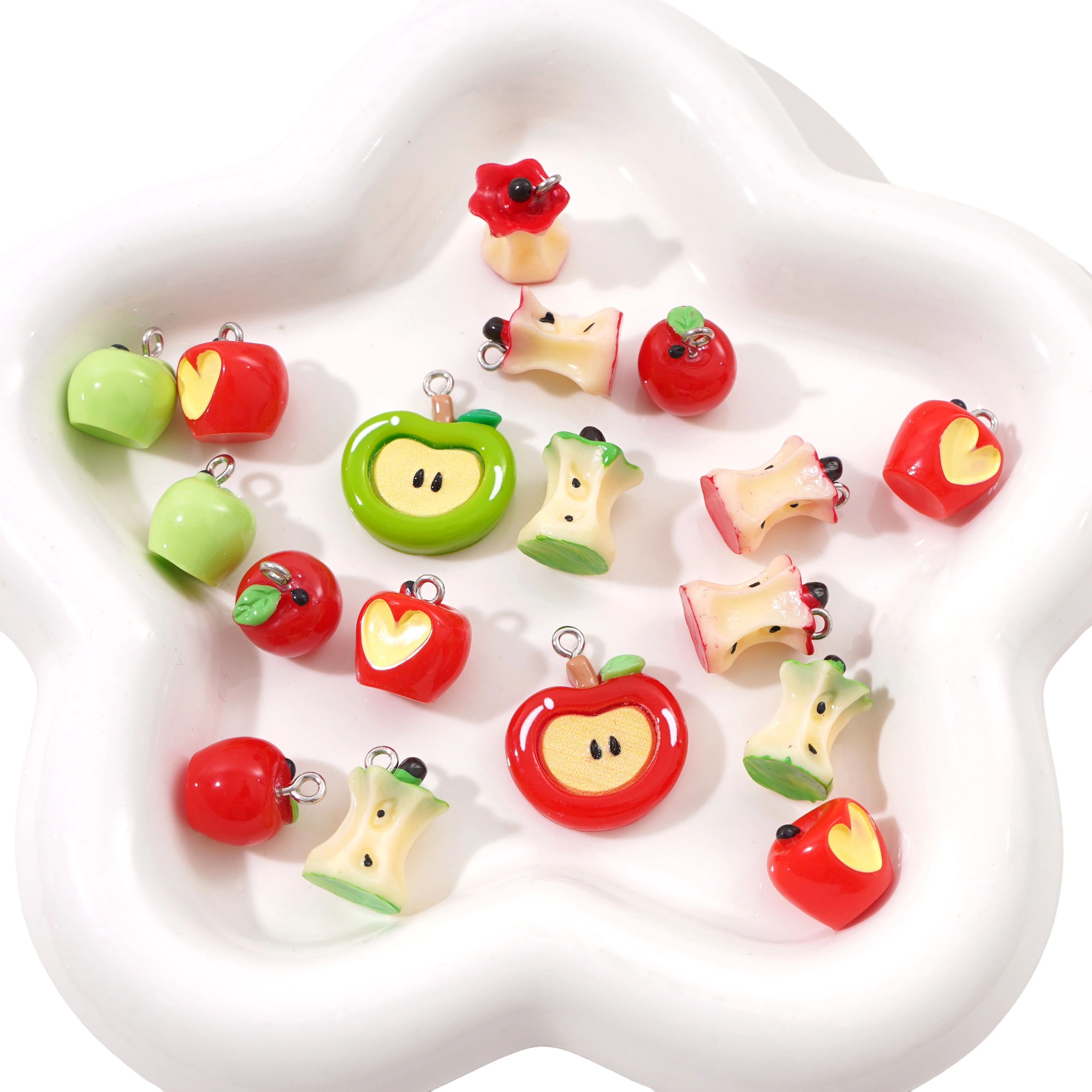 1Pc/bag Colorful And Multi Shaped Resin Cartoon Apple Pendant For Jewelry Making Drop Earrings Necklaces DIY Crafts Supplies