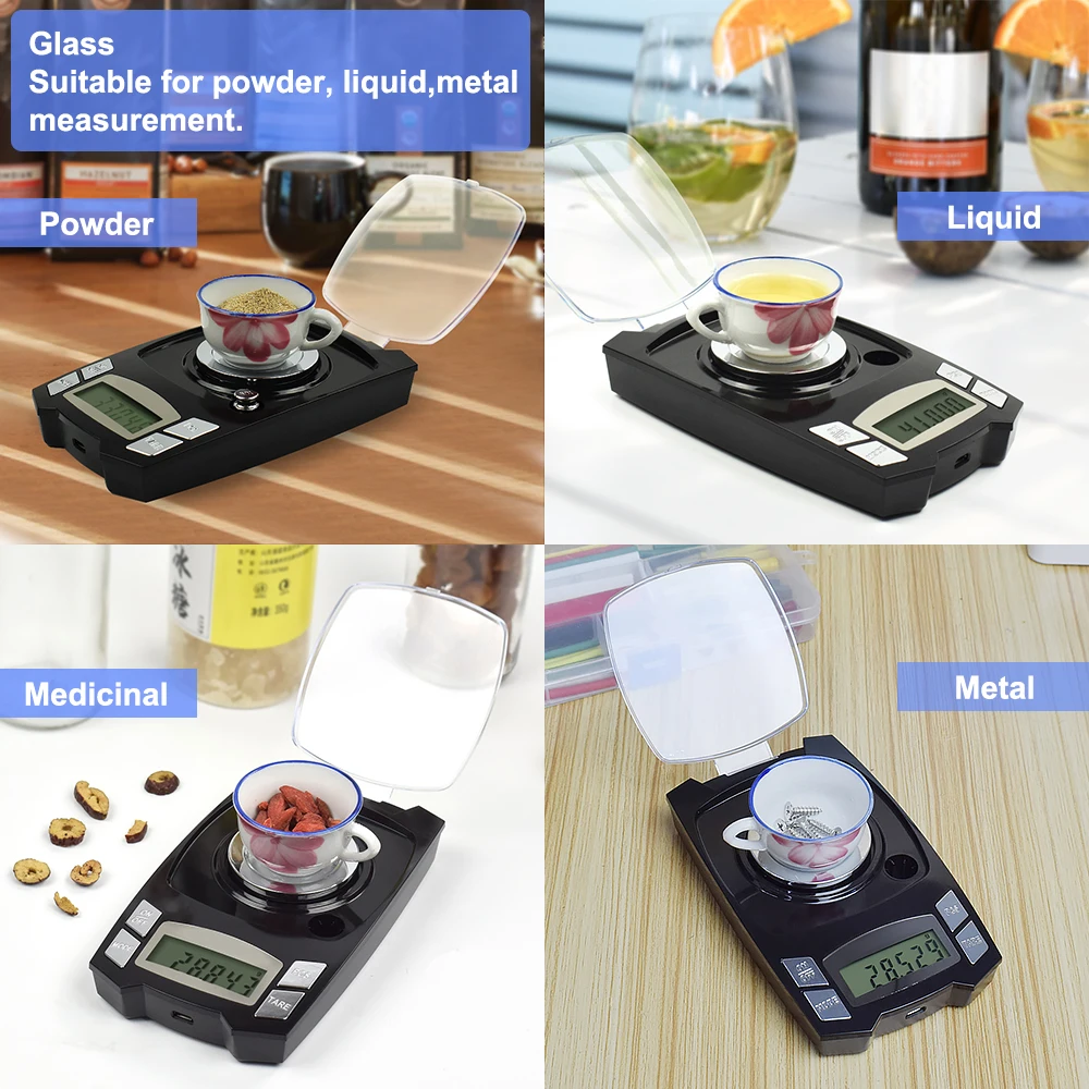 NEWACALOX 0.001g Mini Digital Pocket Scale USB Charging Milligram Scale 100g/50gx0.001g Precision Jewelry Medicine Lab Scale