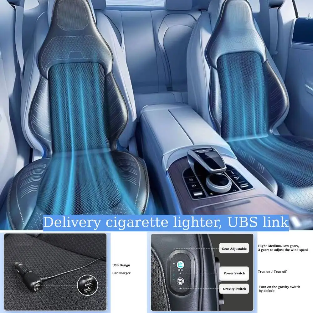 For Tesla Model Y / 3 Smart Cooling Car Seat Cushion for Summer Driving Breathable Seat Cover with 10 Fans 15s Cool Down