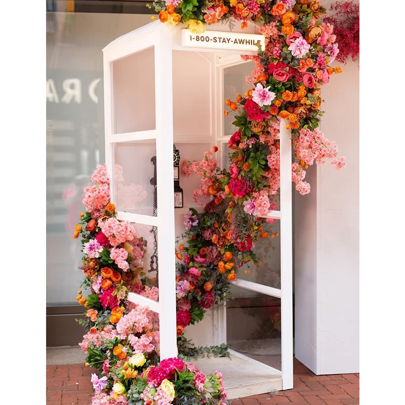 Custom Design White Metal Telephone Booth Wedding Party Decor Telephone Booth Stand