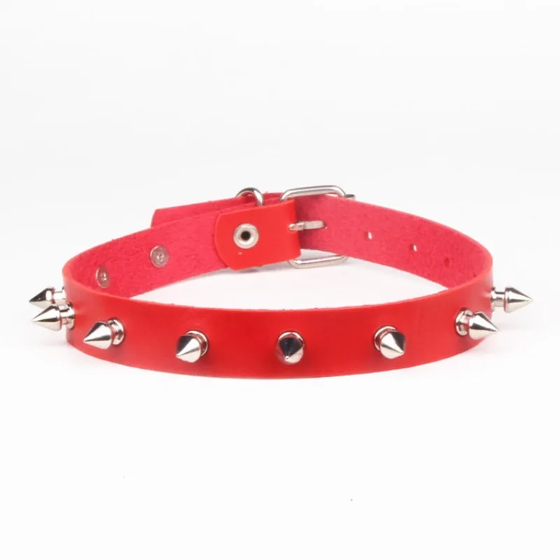 Woman Black Punk Choker Collar Necklace Sexy PU Leather Heart Lock Key Spike Chocker Gothic Cosplay Accessories Party Jewelry
